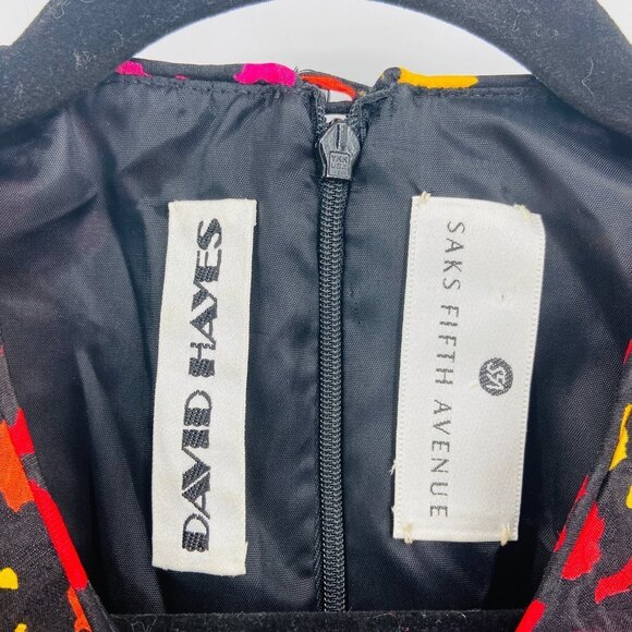 DAVID HAYES Saks Fifth Avenue Vintage 100% Silk Shoulder Pad Shift Dress Size 8 - Picture 6 of 8